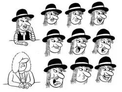 Facial Expression Line Art Illustrations